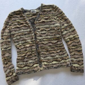 Swampcore Carol Horn Women's Textured Cardigan - Brown Green and Tan